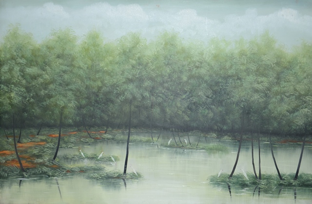 Tranh Sơn Dầu Đàn Cò